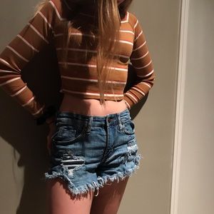 Wild fable long sleeve stripped crop top
